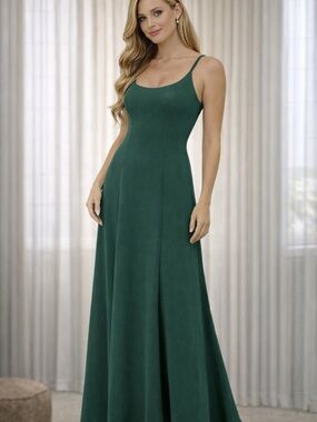Azazie Kendall + Kylie Emerald Green Cutout Ruched Maxi Dress XS A0 Formal Prom